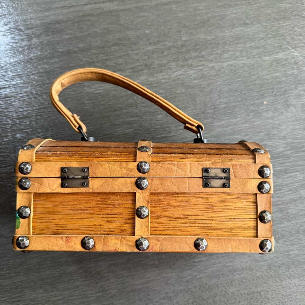 Vintage Roger Van S Wooden Chest Box Crate Purse Bag - Picture 2 of 15
